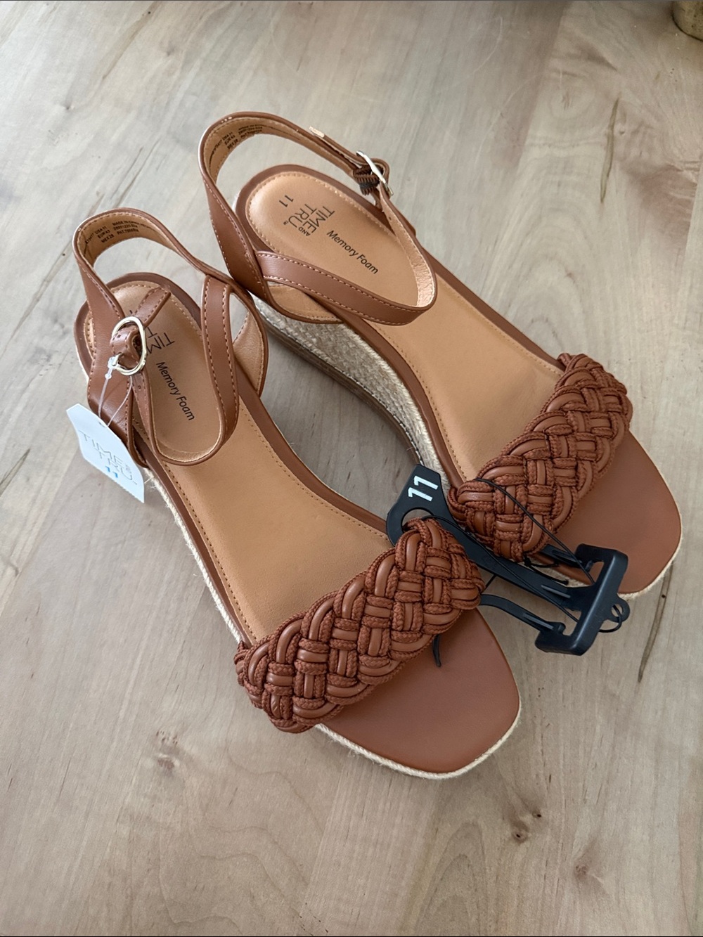 Time and Tru Woven Rope Espadrille Wedge Sandals - Brown Tan
